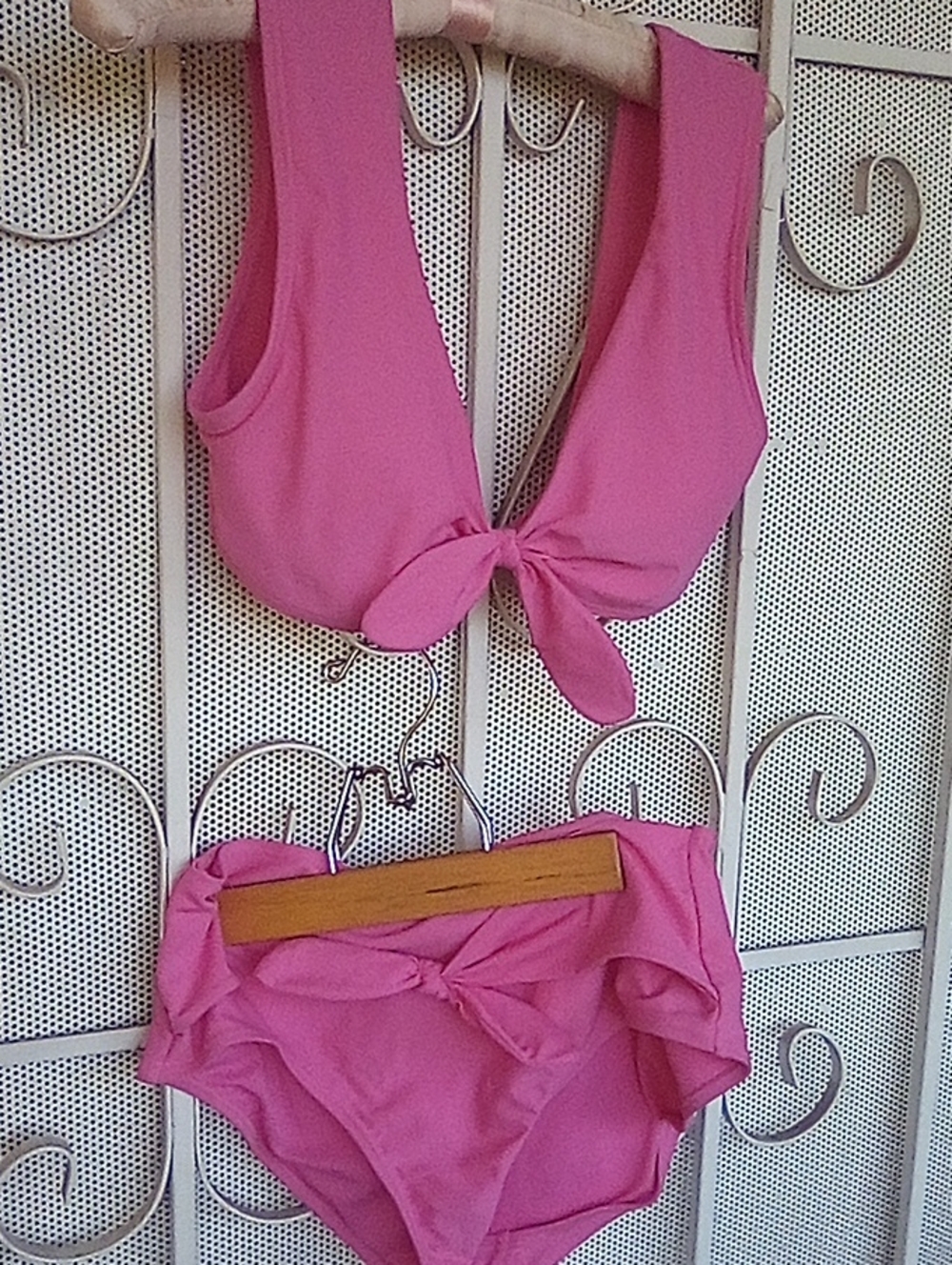 Pink Tie-Front Bikini Set Size L